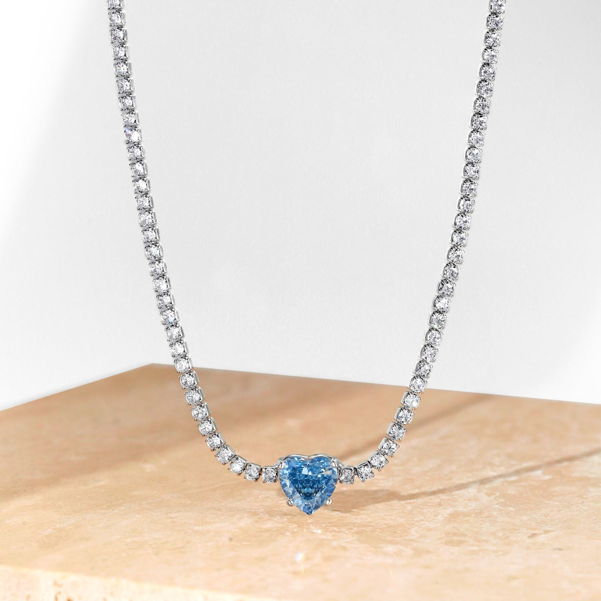 2.0 Carat Sparkling Tennis Heart Cut Necklace
