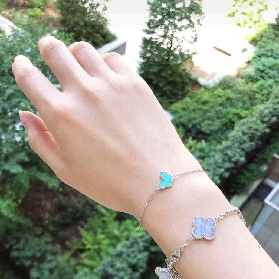 [Love Lucky]BUTTERFLY TURQUOISE BUTTERFLY BRACELET SILVER