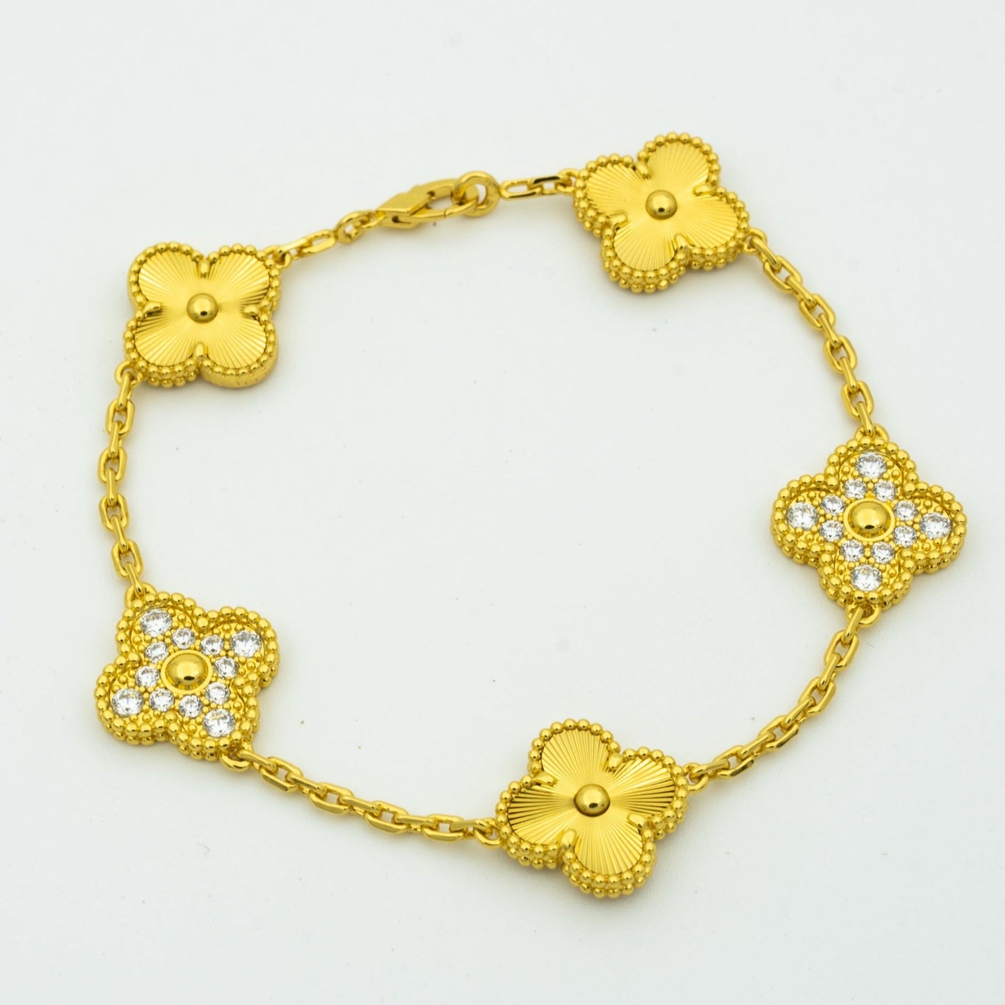[Love Lucky]CLOVER BRACELET 5 MOTIFS GOLD DIAMOND