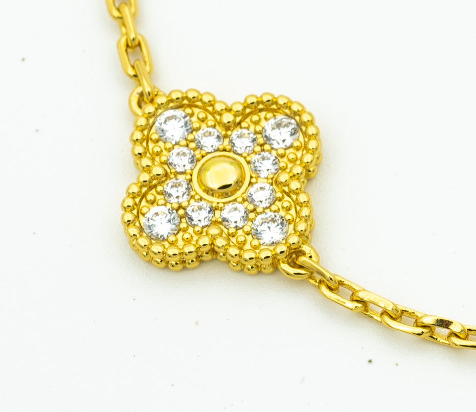 [Love Lucky]CLOVER BRACELET 5 MOTIFS GOLD DIAMOND