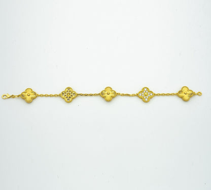 [Love Lucky]CLOVER BRACELET 5 MOTIFS GOLD DIAMOND