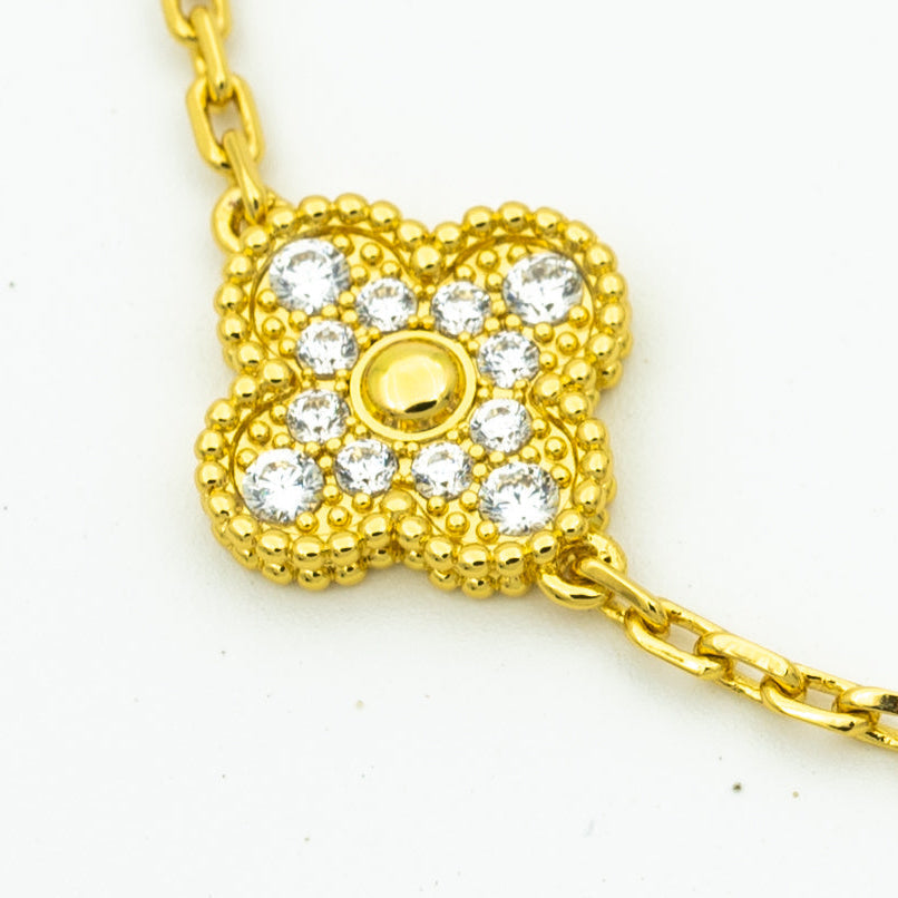 [Love Lucky]CLOVER BRACELET 5 MOTIFS GOLD DIAMOND