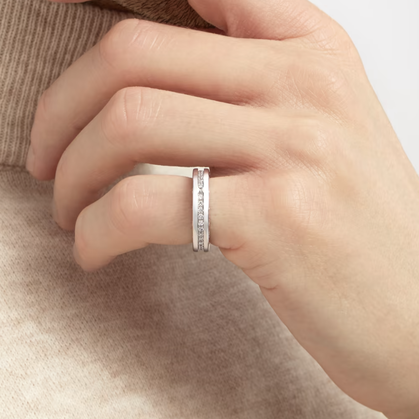 [Love Lucky]ZERO 1 ONE-BAND PAVED DIAMONDS ON THE SPIRAL RING