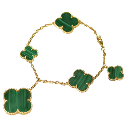 [Love Lucky]MAGIC CLOVER MALACHITE GOLD BRACELET 5 MOTIFS
