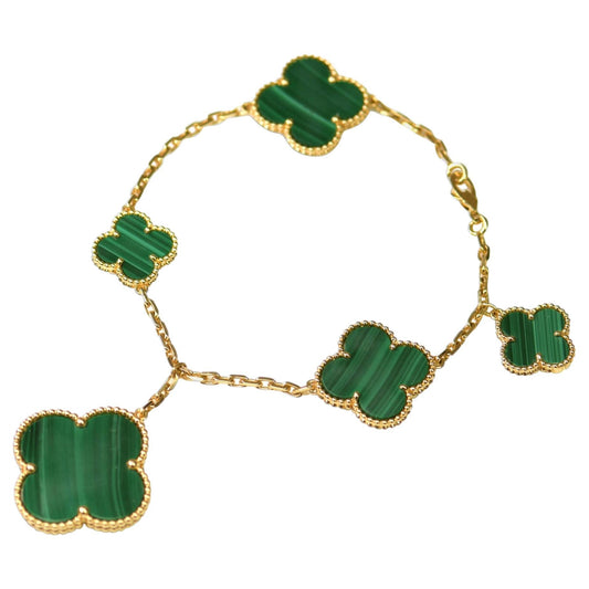 [Love Lucky]MAGIC CLOVER MALACHITE GOLD BRACELET 5 MOTIFS