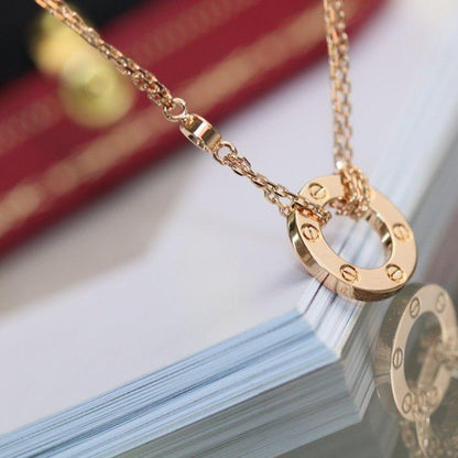[Love Lucky]LOVE NECKLACE ADJUSTABLE ROSE GOLD 2 DIAMOND