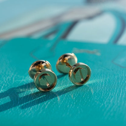 [Love Lucky]LOVE EARRINGS PINK GOLD 10MM