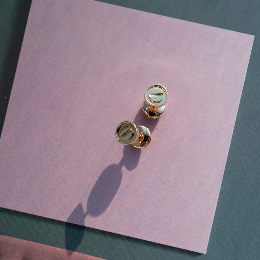 [Love Lucky]LOVE EARRINGS PINK GOLD 10MM
