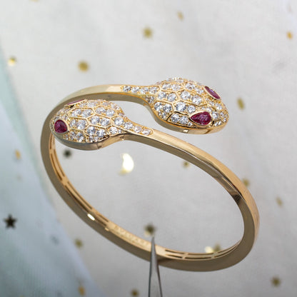 [Love Lucky]SERPENTI BRACELET PINK GOLD DIAMOND DOUBLE SNAKE