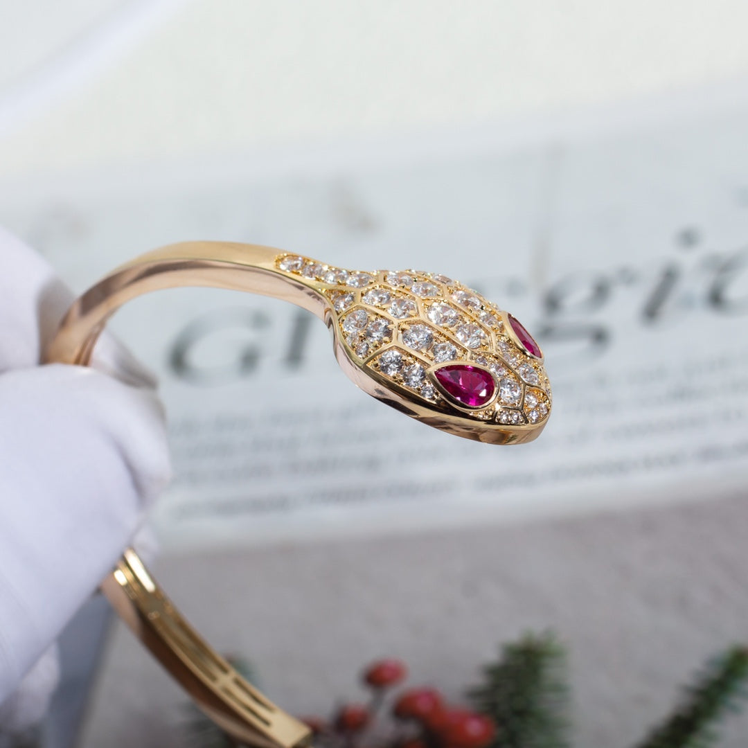 [Love Lucky]SERPENTI BRACELET PINK GOLD DIAMOND DOUBLE SNAKE