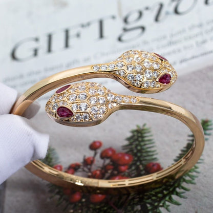 [Love Lucky]SERPENTI BRACELET PINK GOLD DIAMOND DOUBLE SNAKE