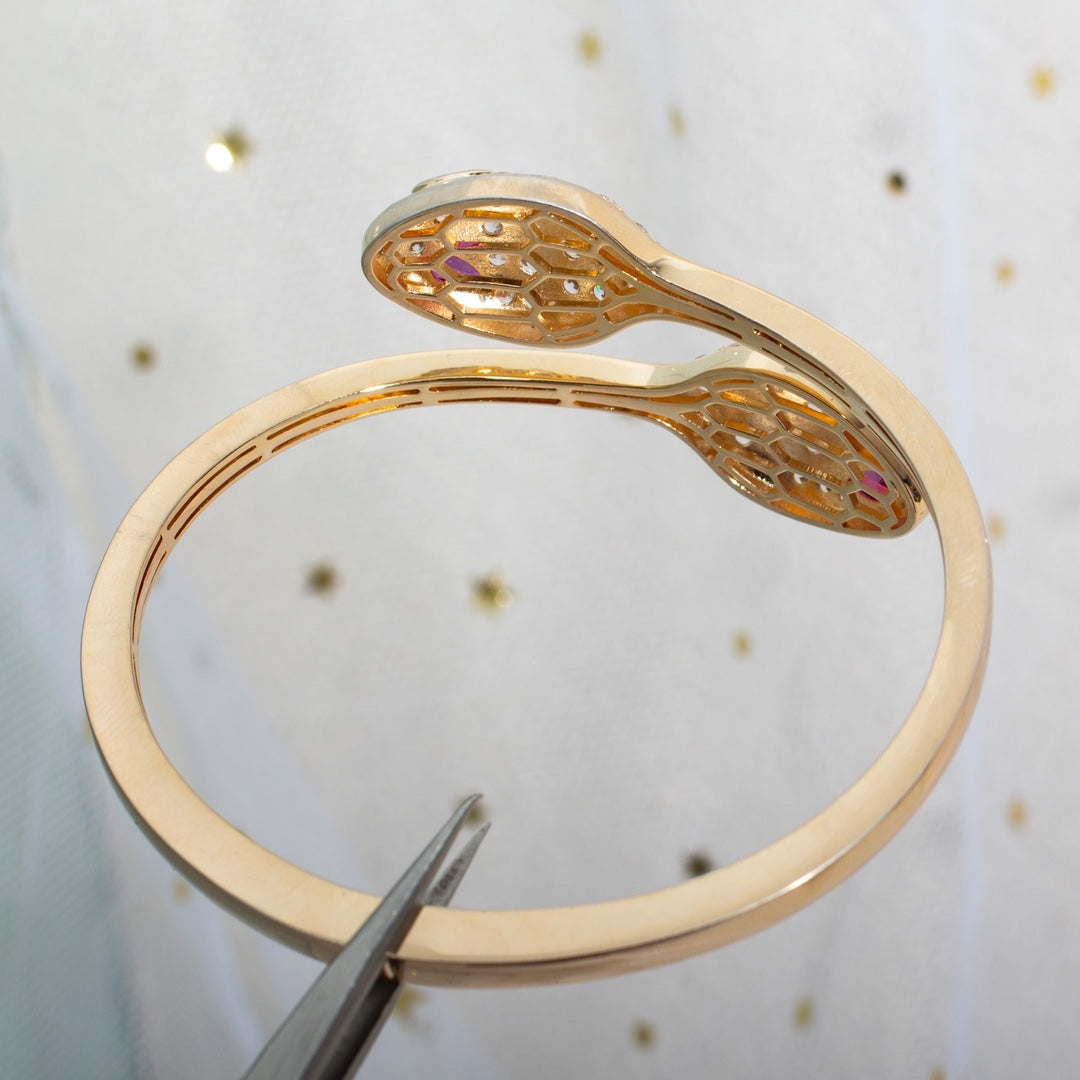 [Love Lucky]SERPENTI BRACELET PINK GOLD DIAMOND DOUBLE SNAKE