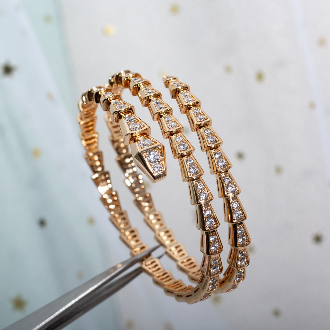 [Love Lucky]SERPENTI BRACELET PINK GOLD DIAMOND DOUBLE ROW