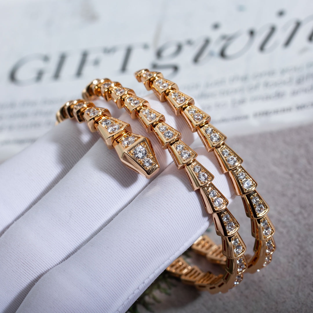 [Love Lucky]SERPENTI BRACELET PINK GOLD DIAMOND DOUBLE ROW