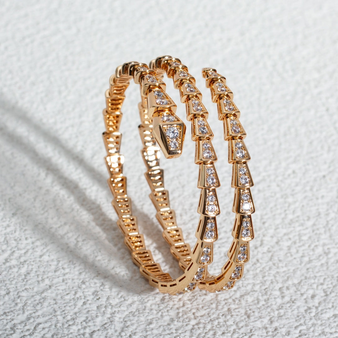 [Love Lucky]SERPENTI BRACELET PINK GOLD DIAMOND DOUBLE ROW