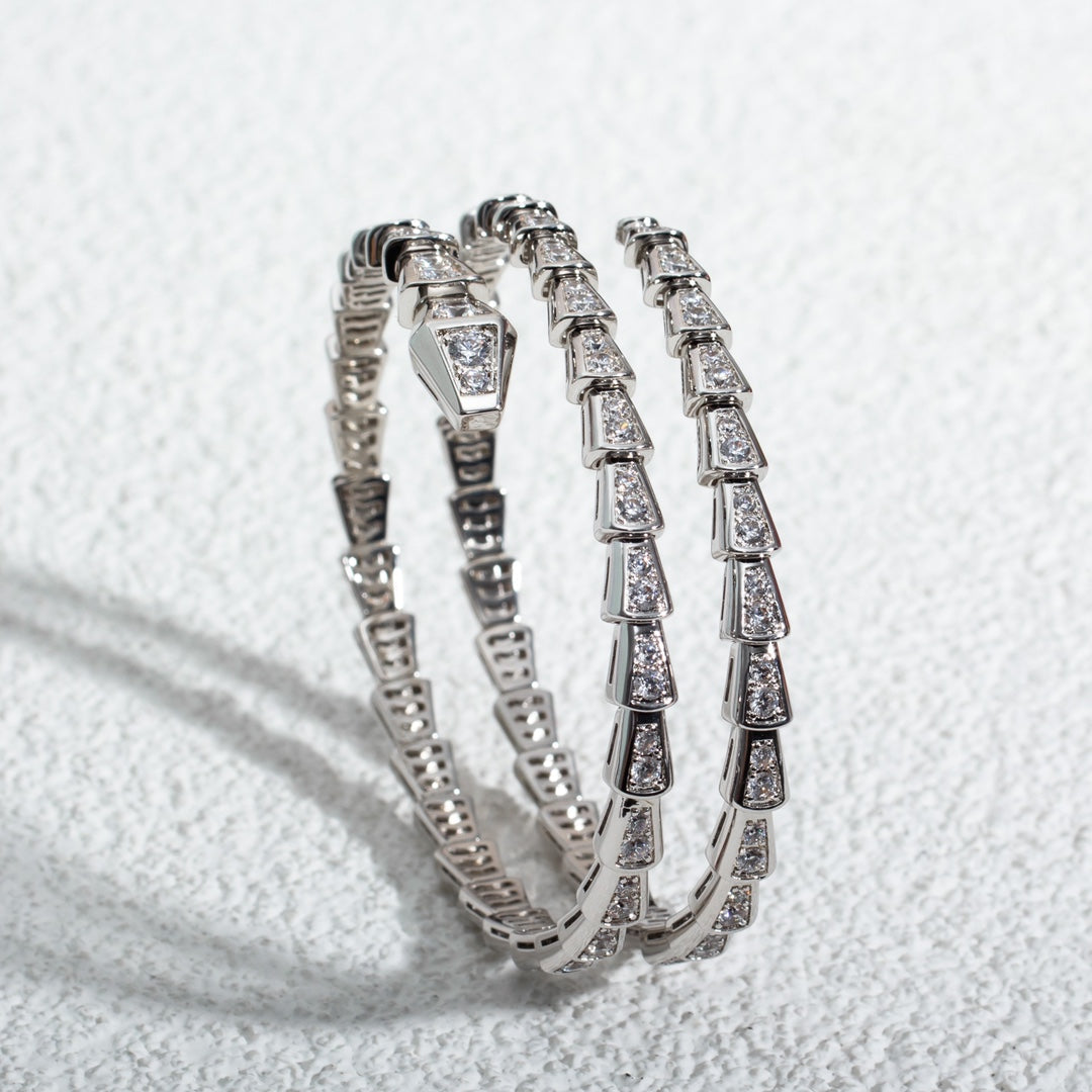 [Love Lucky]SERPENTI BRACELET SILVER DIAMOND DOUBLE ROW