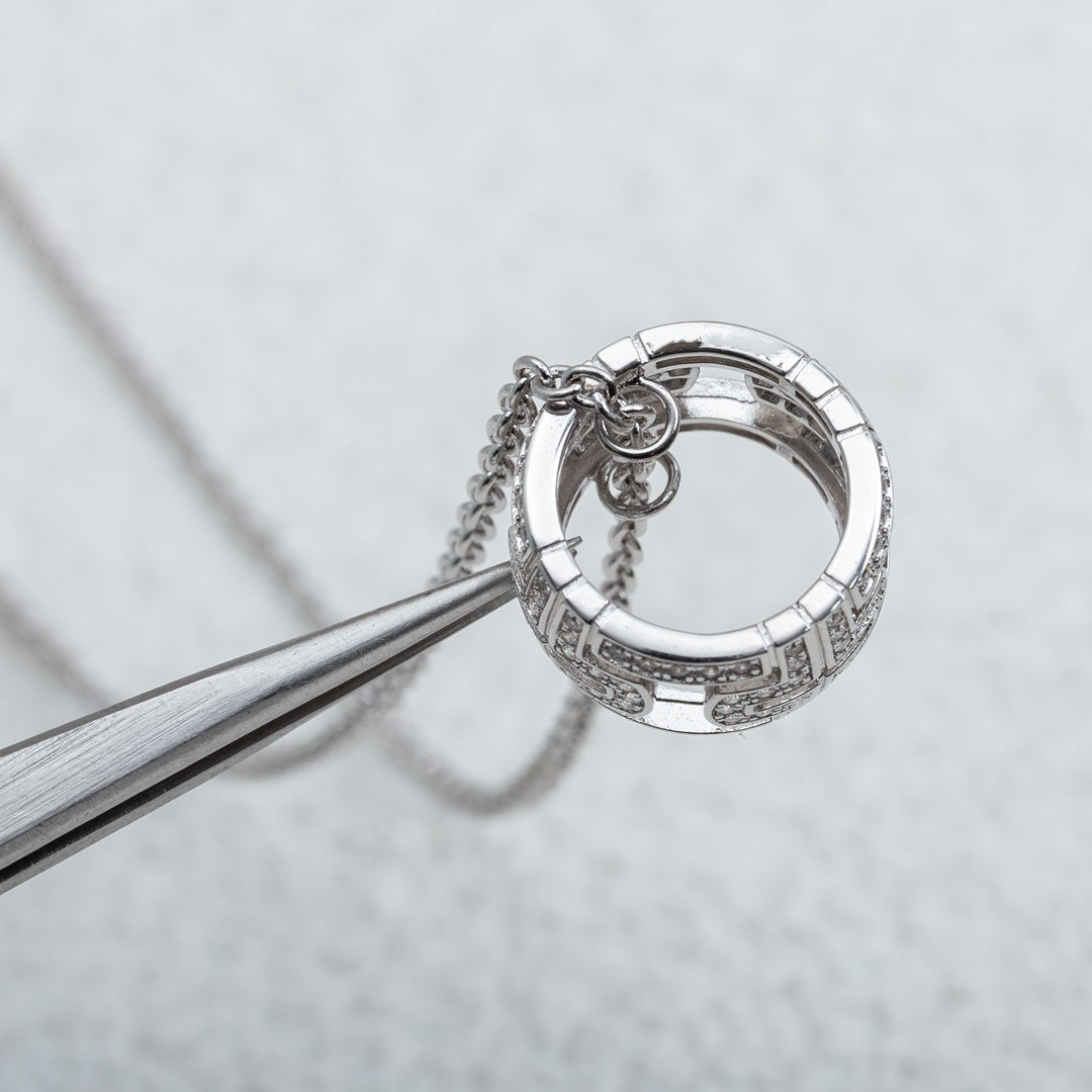 [Love Lucky]PARENTESI NECKLACE SILVER DIAMOND