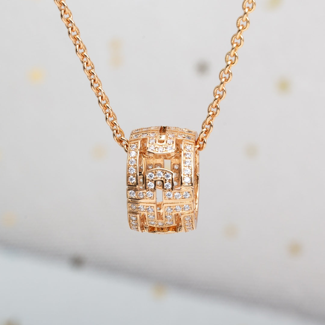 [Love Lucky]PARENTESI NECKLACE PINK GOLD DIAMOND