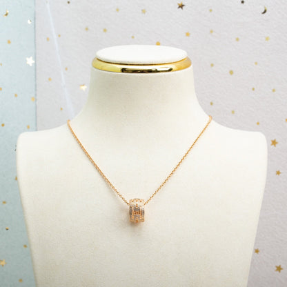 [Love Lucky]PARENTESI NECKLACE PINK GOLD DIAMOND