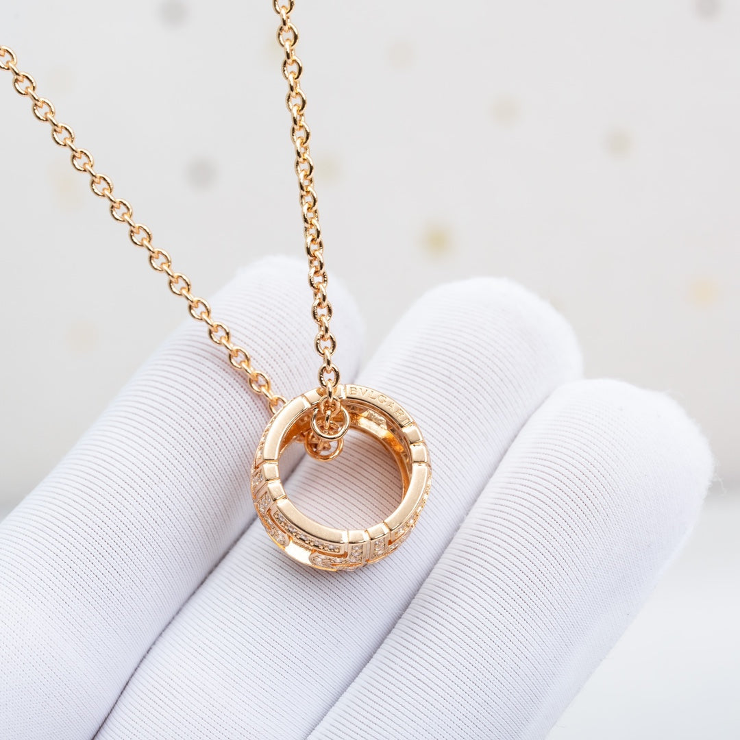 [Love Lucky]PARENTESI NECKLACE PINK GOLD DIAMOND