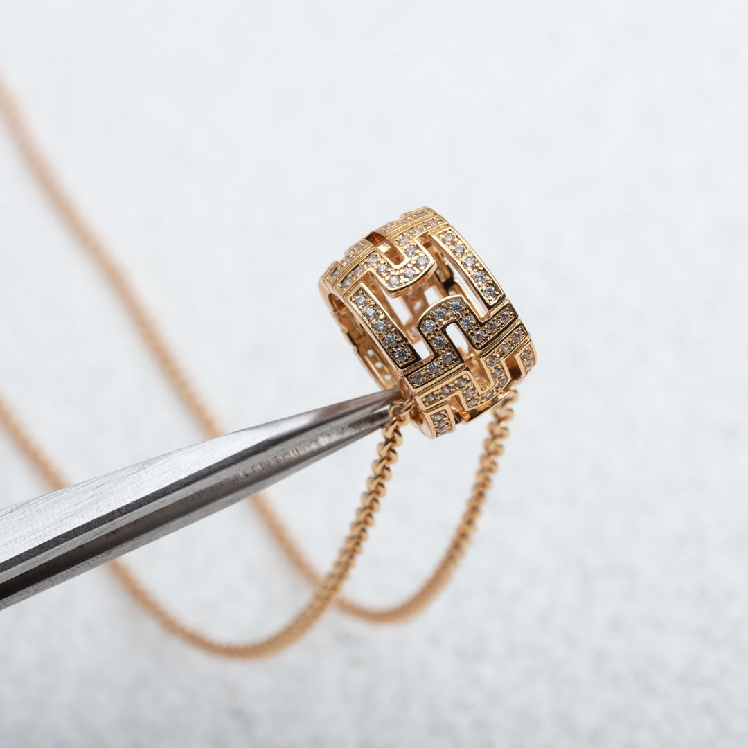 [Love Lucky]PARENTESI NECKLACE PINK GOLD DIAMOND