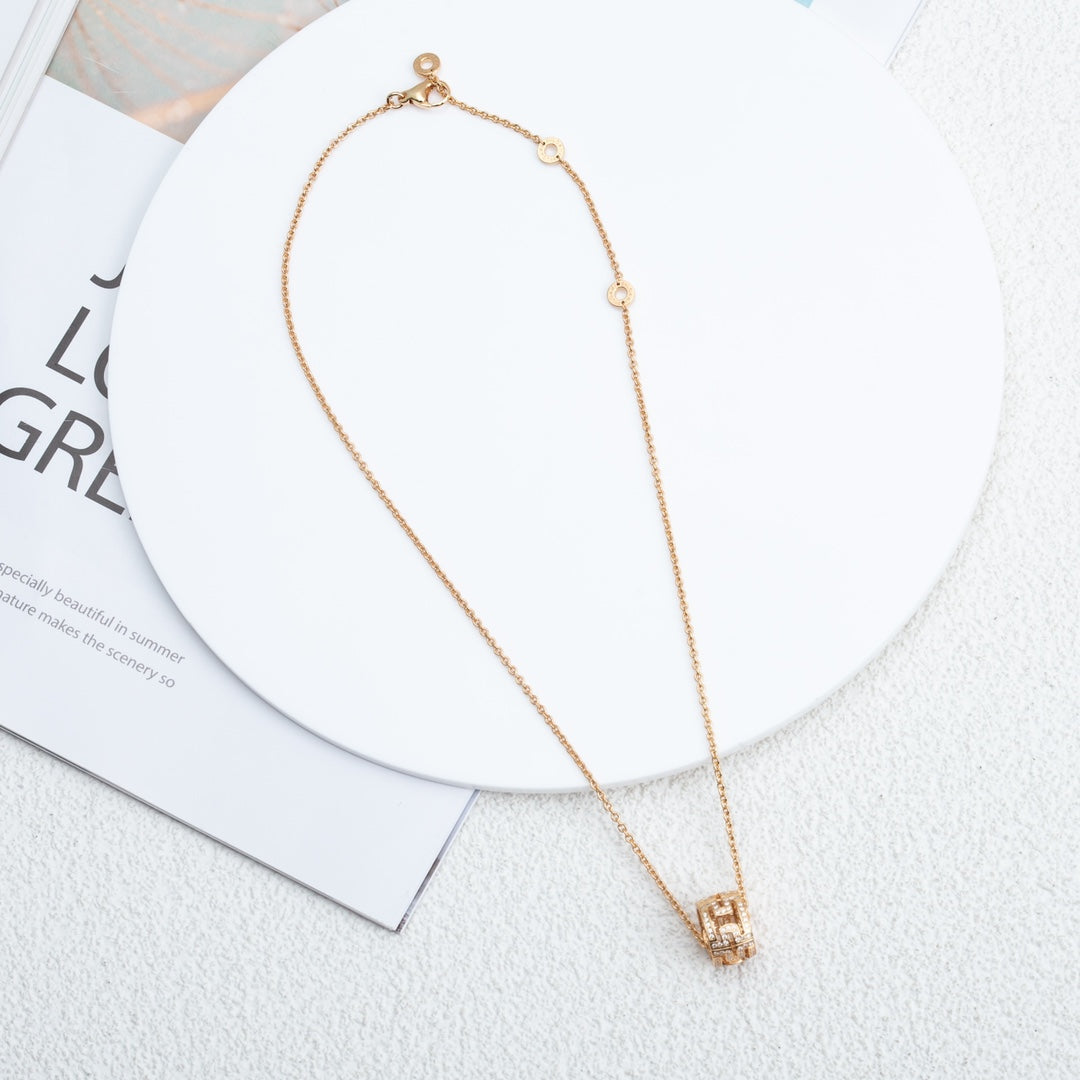 [Love Lucky]PARENTESI NECKLACE PINK GOLD DIAMOND