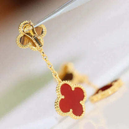 [Love Lucky]CLOVER  2 MOTIF  TIGER EYE CARNELIAN EARRINGS
