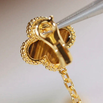 [Love Lucky]CLOVER  2 MOTIF  TIGER EYE CARNELIAN EARRINGS