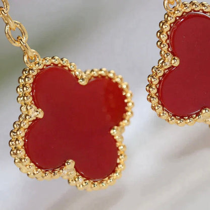 [Love Lucky]CLOVER  2 MOTIF  TIGER EYE CARNELIAN EARRINGS