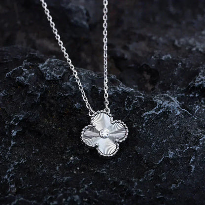 [Love Lucky]CLOVER  15MM DIAMOND LASER NECKLACE SILVER