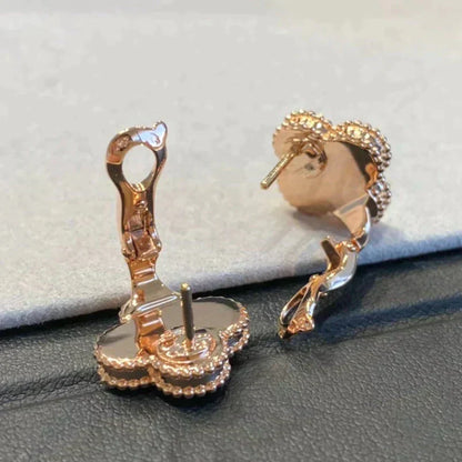 [Love Lucky]CLOVER MEDIUM 1 MOTIFS GRAY MOP  DIAMOND EARRINGS