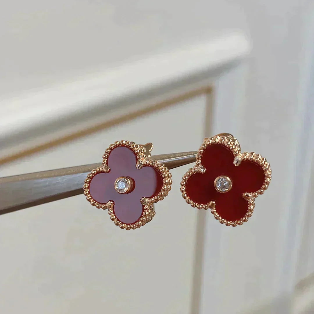 [Love Lucky]CLOVER MEDIUM 1 MOTIFS CARNELIAN  DIAMOND earrings