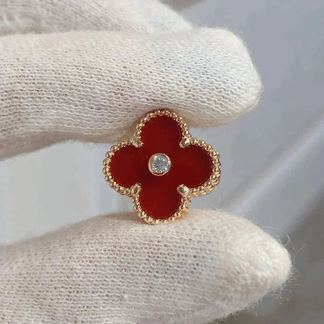 [Love Lucky]CLOVER MEDIUM 1 MOTIFS CARNELIAN  DIAMOND earrings