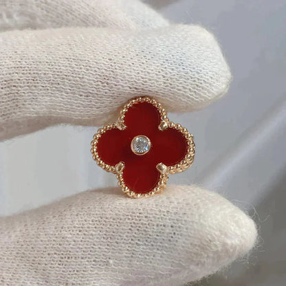 [Love Lucky]CLOVER MEDIUM 1 MOTIFS CARNELIAN  DIAMOND earrings