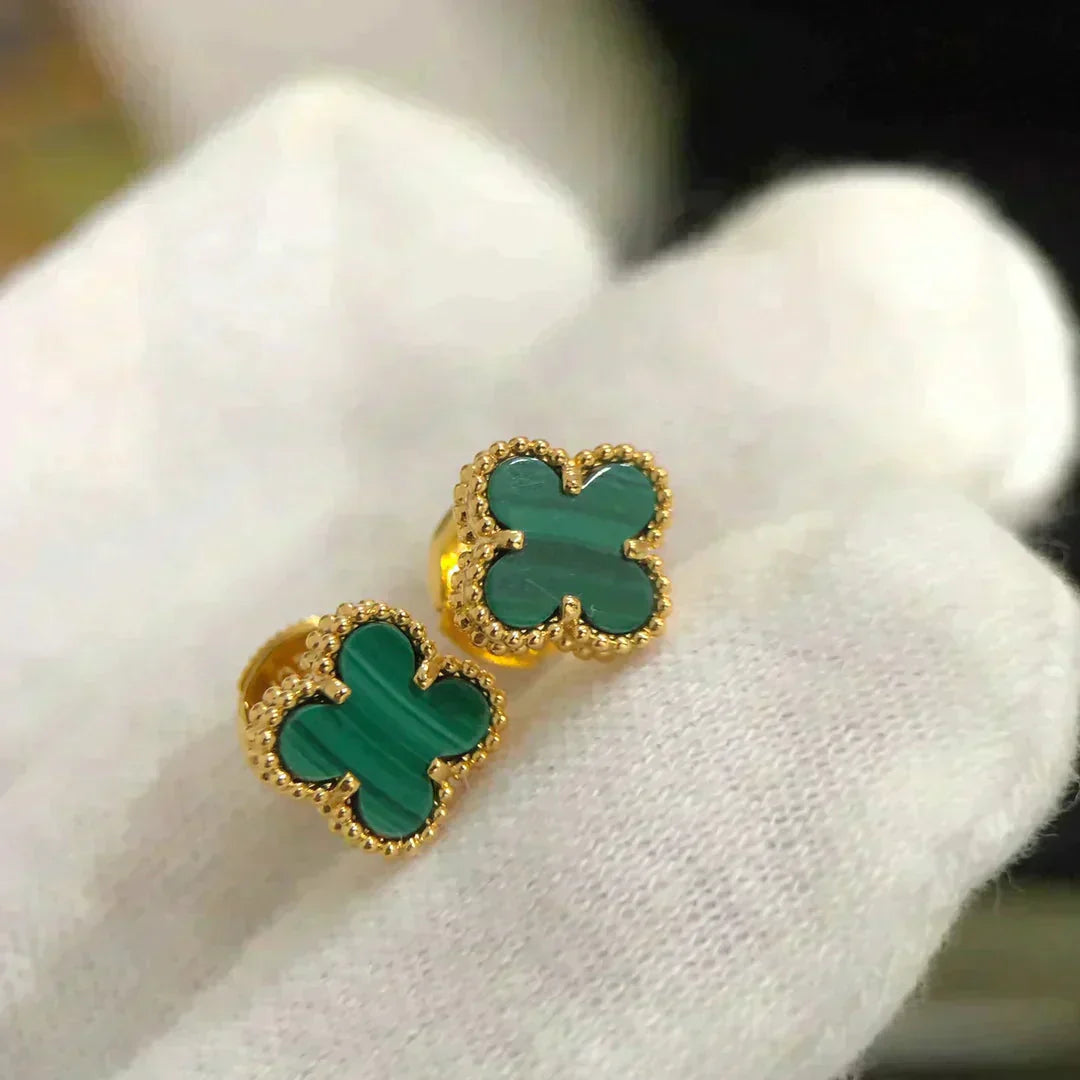 [Love Lucky]CLOVER MINI 9.5MM MALACHITE  EARRINGS