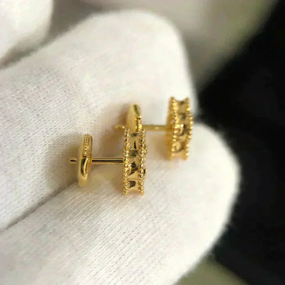 [Love Lucky]CLOVER MINI 9.5MM MALACHITE  EARRINGS