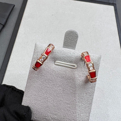 [Love Lucky]SERPENTI CARNELIAN PINK GOLD EARRINGS