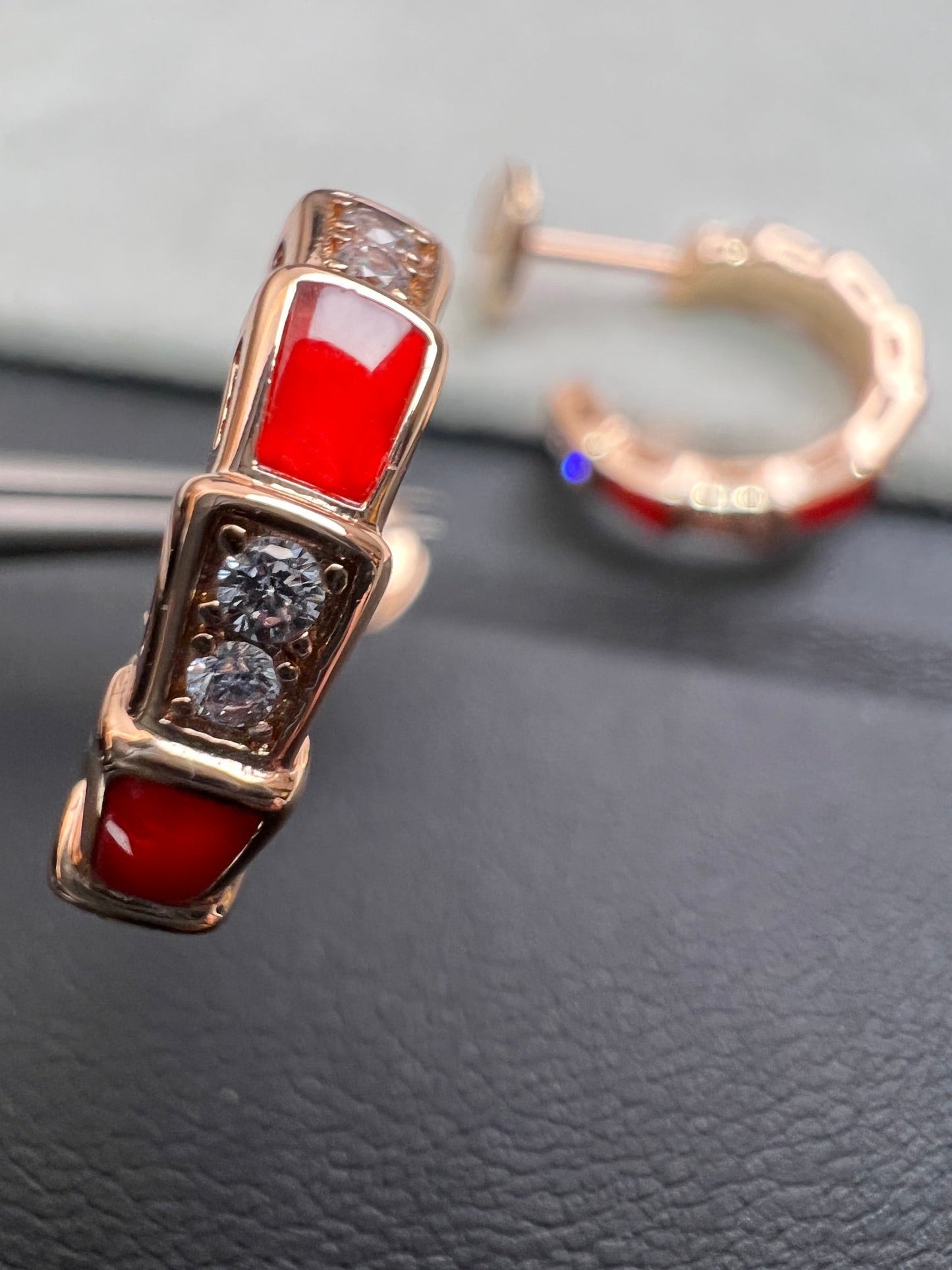 [Love Lucky]SERPENTI CARNELIAN PINK GOLD EARRINGS