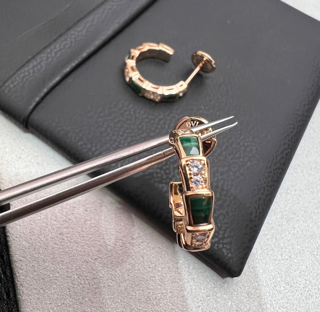 [Love Lucky]SERPENTI MALACHITE PINK GOLD EARRINGS