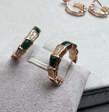 [Love Lucky]SERPENTI MALACHITE PINK GOLD EARRINGS