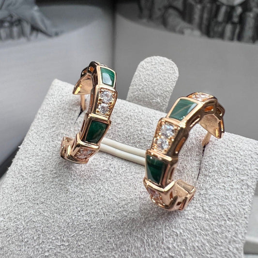 [Love Lucky]SERPENTI MALACHITE PINK GOLD EARRINGS