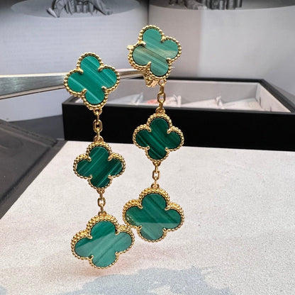 [Love Lucky]CLOVER MALACHITE 3 MOTIFS GOLD