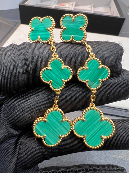 [Love Lucky]CLOVER MALACHITE 3 MOTIFS GOLD