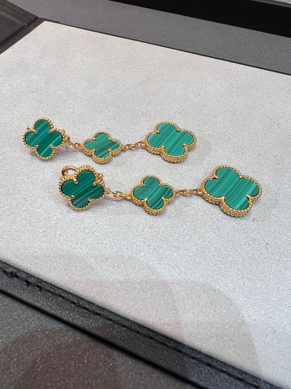 [Love Lucky]CLOVER MALACHITE 3 MOTIFS GOLD