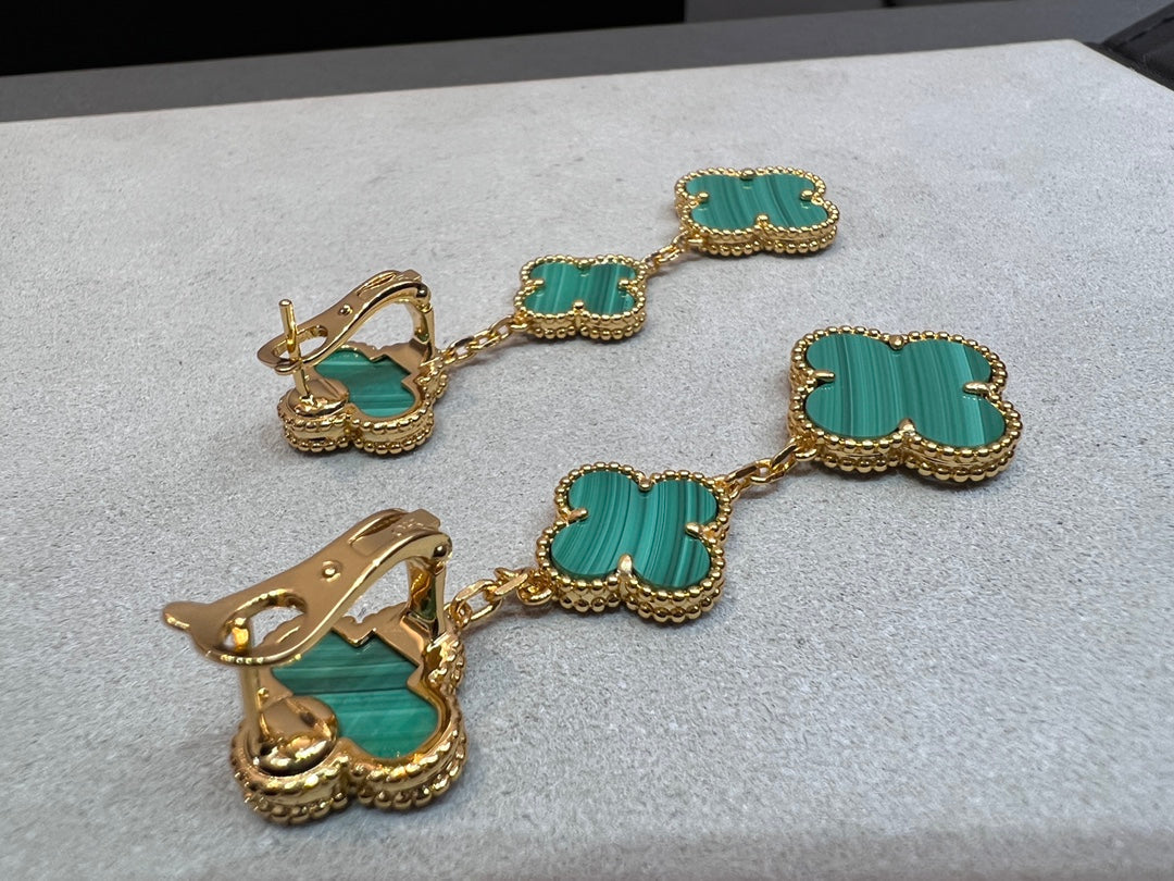 [Love Lucky]CLOVER MALACHITE 3 MOTIFS GOLD