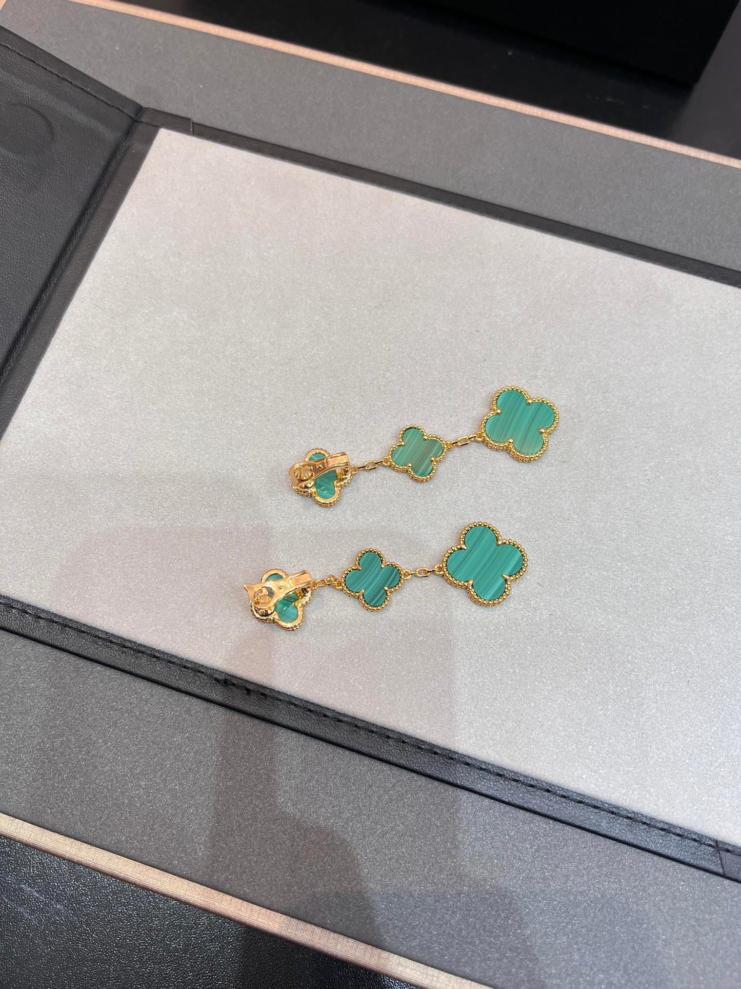 [Love Lucky]CLOVER MALACHITE 3 MOTIFS GOLD