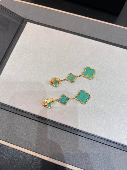 [Love Lucky]CLOVER MALACHITE 3 MOTIFS GOLD
