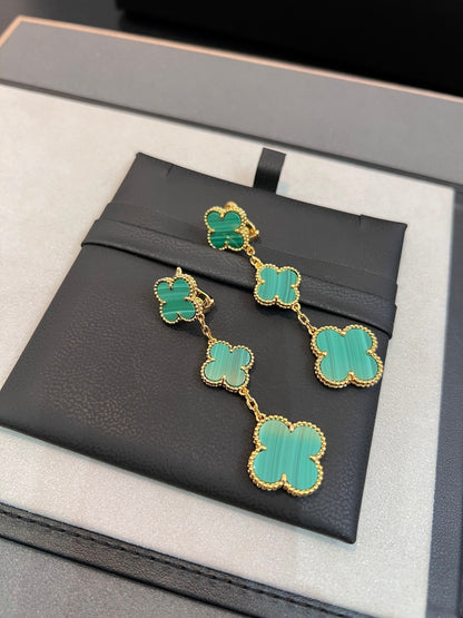 [Love Lucky]CLOVER MALACHITE 3 MOTIFS GOLD