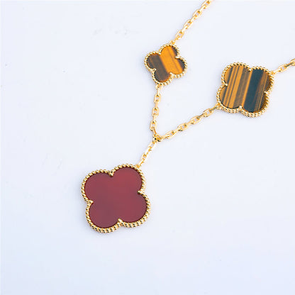 [Love Lucky]CLOVER BRACELET 5 MOTIFS CARNELIAN TIGER EYE