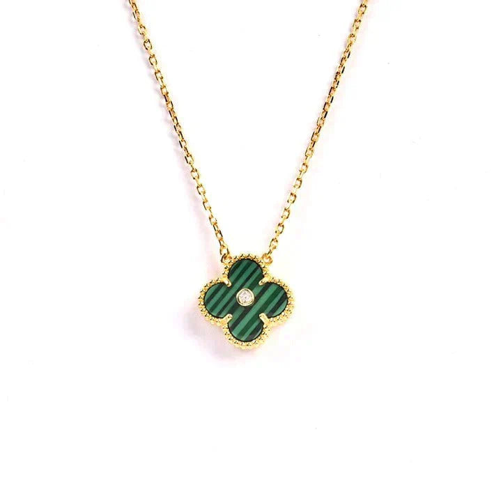 [Love Lucky]CLOVER 15MM DIAMOND TURQUOISE NECKLACE